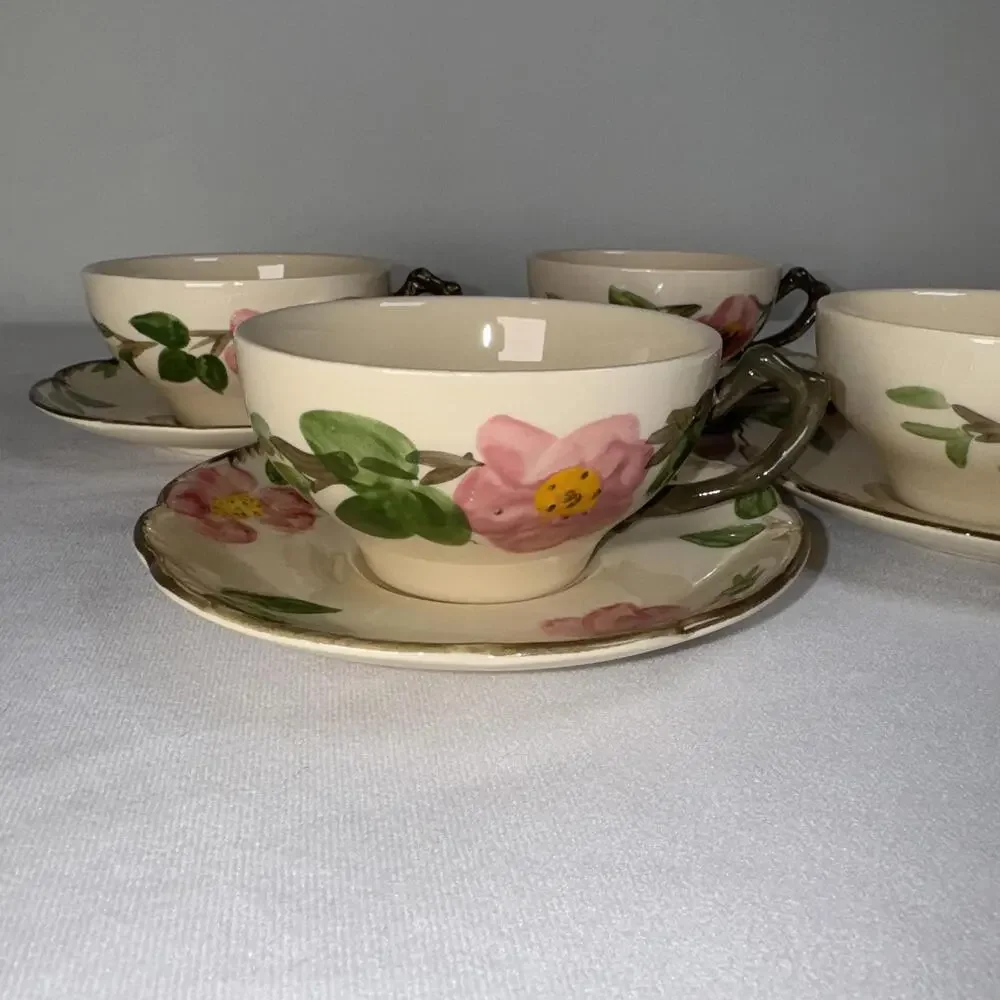 4 Franciscan Desert Rose Cups and Saucers